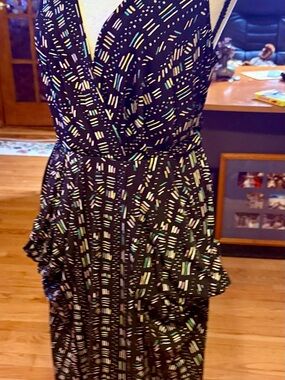 BCBGMaxAzria Black and White Backless Maxi Dress